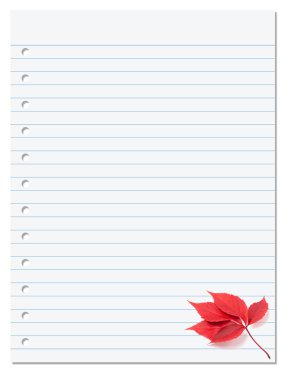 carta notebook con foglia virginia creeper autunnali rosso nell'angolo