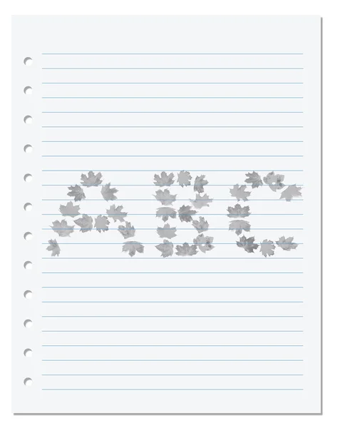 Notebookpapier met letters een b c samengesteld van de herfst maple leafs — Stockfoto