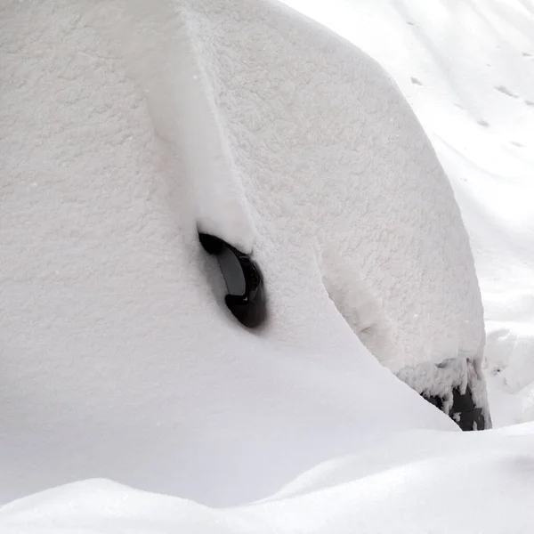 冬日降雪后 雪在车上飘扬 — 图库照片