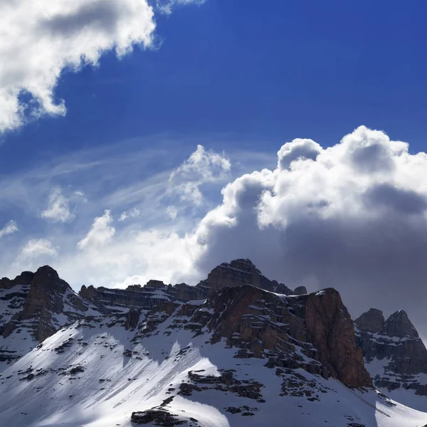 Schneebedeckte Berge Und Blauer Himmel Mit Wolken Sonnigen Abend Türkei — Stockfoto