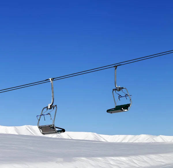 Chair Lift Blue Clear Sky Sun Day Greater Caucasus Mount — Stock Photo, Image