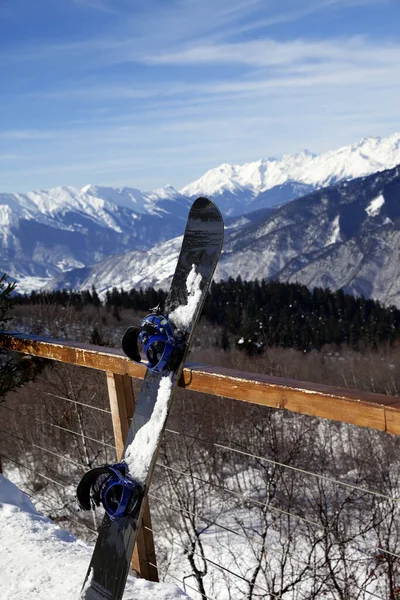 Snowboards Dans Café Extérieur Station Ski Montagnes Caucase Région Svaneti — Photo