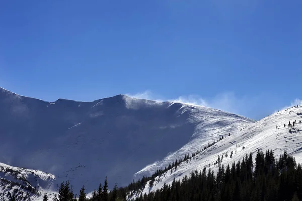 Winter Snow Mountains Sunny Windy Day Ukraine Carpathian Mountains Mount — Foto Stock