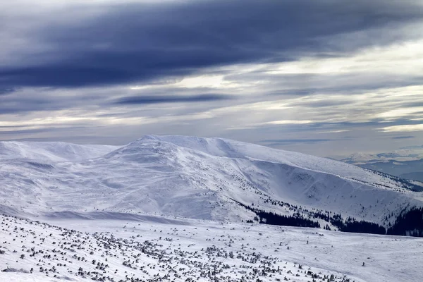 Zimní Hory Šedá Obloha Před Vánicí Karpaty Ukrajina — Stock fotografie