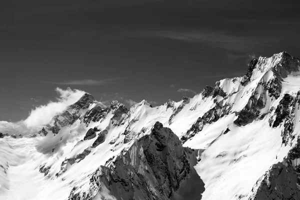 Black White Snow Mountains Wind Day Caucasus Mountains Region Dombay — Foto Stock