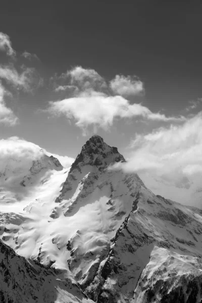 Vue Noir Blanc Sur Les Hautes Montagnes Hiver Dans Neige — Photo