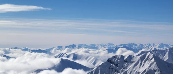 Panoramic View Snowy Mountains Clouds Beautiful Blue Sky Nice Winter — Stock Photo, Image