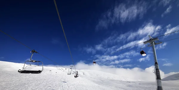 在阳光明媚的天气里 滑雪胜地的全景尽收眼底 高加索山脉 格鲁吉亚 古道里地区 广角镜 — 图库照片