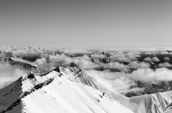 Black White View High Winter Mountains Haze Caucasus Mountains Georgia — Stock Photo, Image