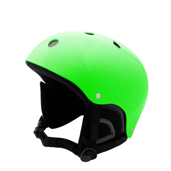 Capacete Esqui Verde Claro Isolado Fundo Branco Sem Sombra — Fotografia de Stock