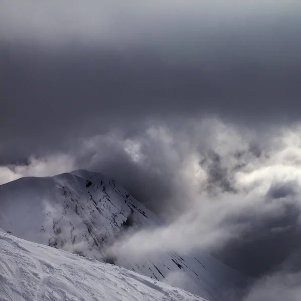 Piste Slope Snowy Rocks Bad Weather Georgia Region Gudauri Caucasus — Stock Photo, Image