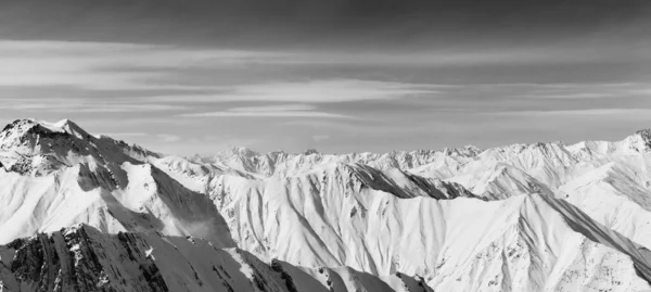 Schwarz Weißes Bergpanorama Einem Schönen Wintertag Kaukasus Georgien Region Gudauri — Stockfoto