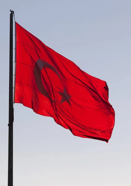 Flag Turkey Waving Sunset — Stock Photo, Image