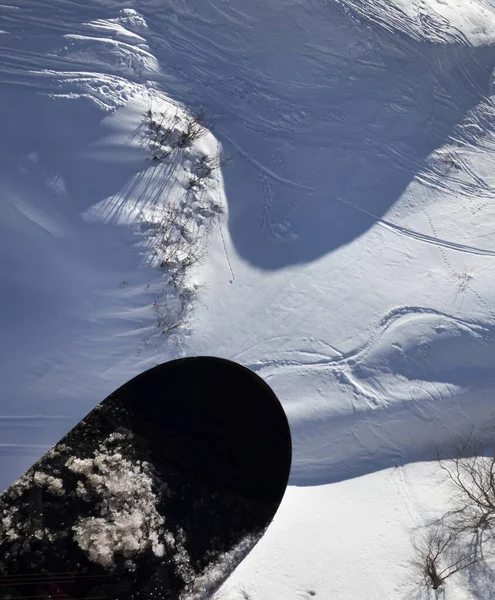Uitzicht Vanaf Stoeltjeslift Snowboard Piste Piste Piste Zon Dag Kaukasusgebergte — Stockfoto