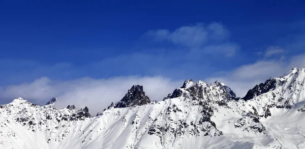 Panoramisch Zicht Besneeuwde Bergen Dag Van Zon Caucasus Mountains Georgië — Stockfoto