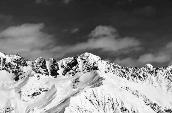 Black White View Snowy Mountains Sunny Day Caucasus Mountains Svaneti — Stock Photo, Image