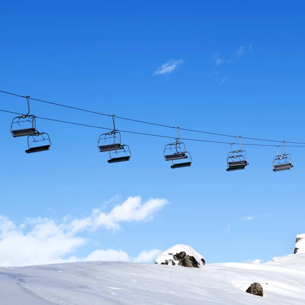 Chair Lift Blue Sky Evening Caucasus Mountains Winter Shahdagh Azerbaijan — Stok Foto