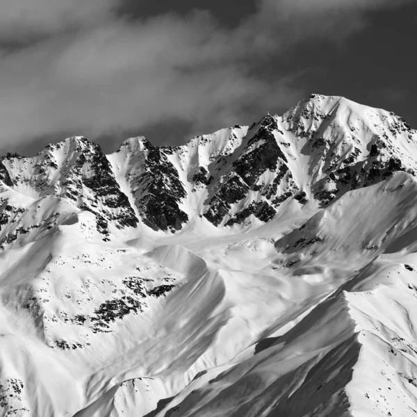 Black White Winter High Mountains View Chair Lift Hatsvali Svaneti — 图库照片