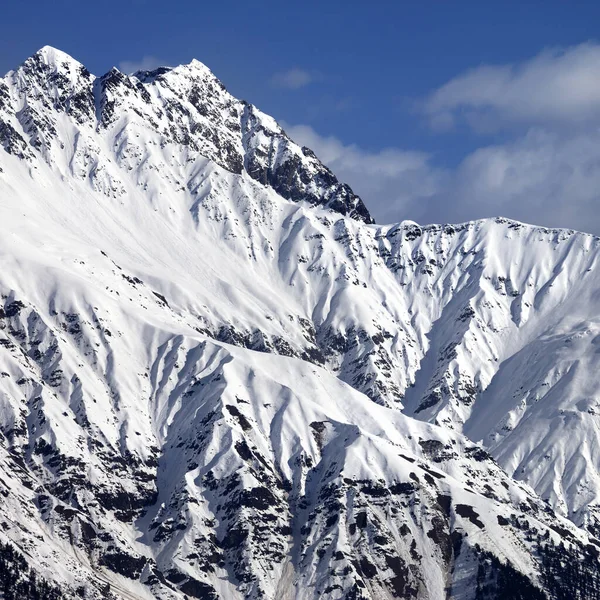 Snowy Sunlight Mountains Nice Day View Chair Lift Hatsvali Svaneti — Stockfoto