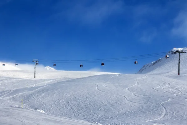 Ascenseur Gondole Piste Ski Hors Piste Dans Brouillard Lors Une — Photo