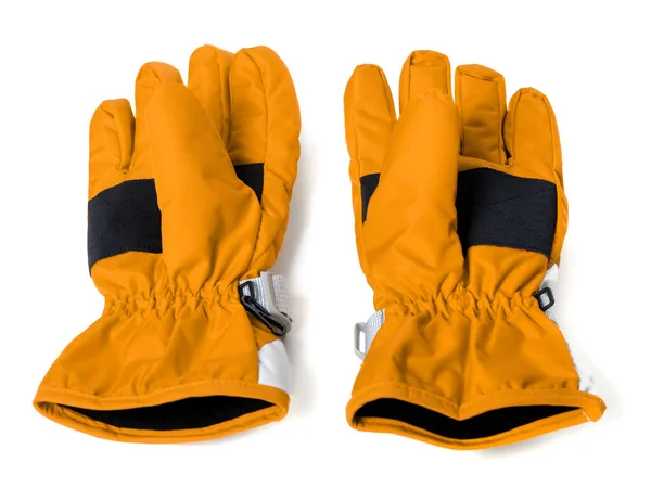 Paire Hiver Ski Gants Isolés Sur Fond Blanc — Photo