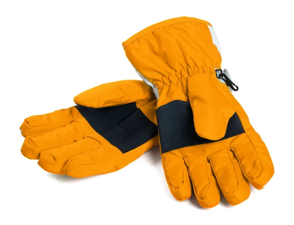 Paar Winter Ski Handschuhe Isoliert Auf Weißem Hintergrund — Stockfoto