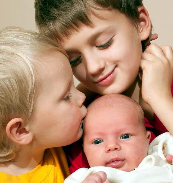 Two brothers and baby sister — Stock Photo, Image