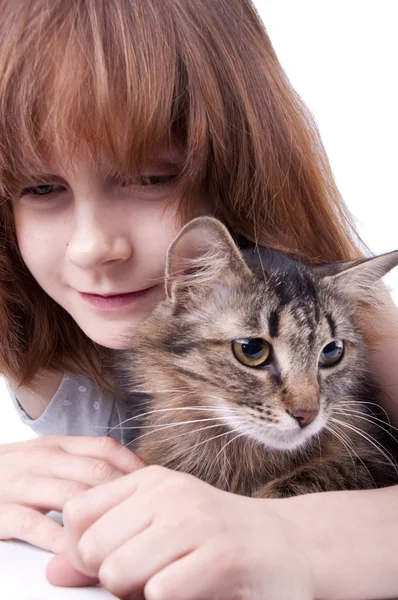 Little girl communicating with her pet — Stock Photo, Image