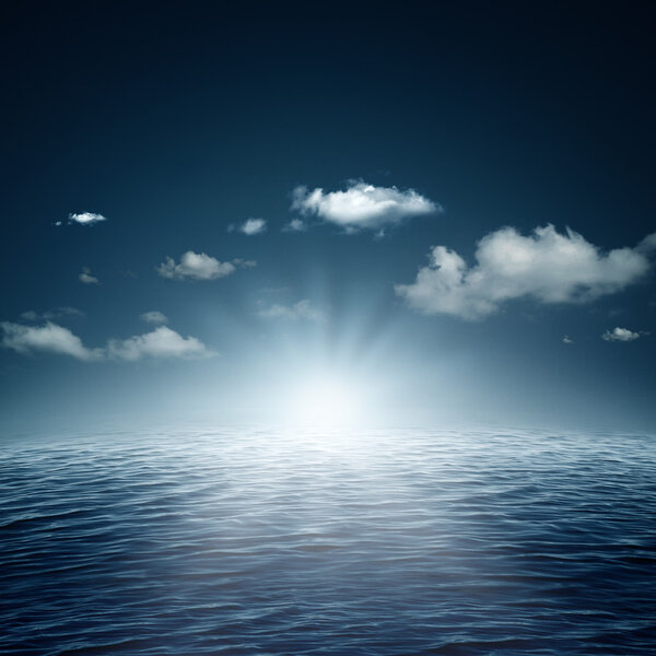 Evening time on the ocean, natural backgrounds