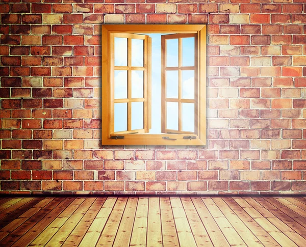窓が開いている抽象的なインテリア — ストック写真