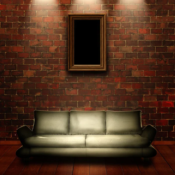 Abstracte grungy interieur met portret op de muur voor uw desi — Stockfoto