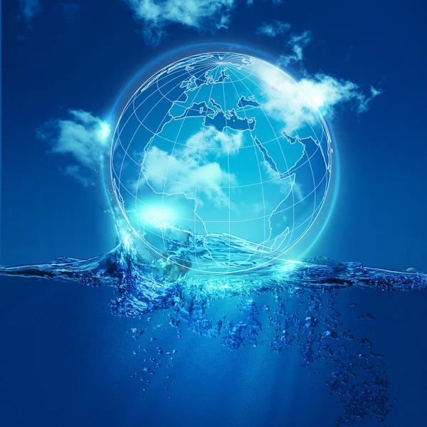 Celý svět do vody bubliny, ekologické pozadí — Stock fotografie