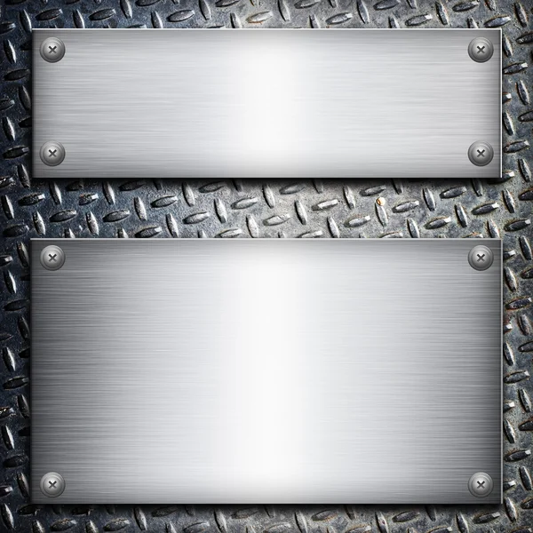 Borstad stålplåt över svart metall bakgrund för din design — Stockfoto
