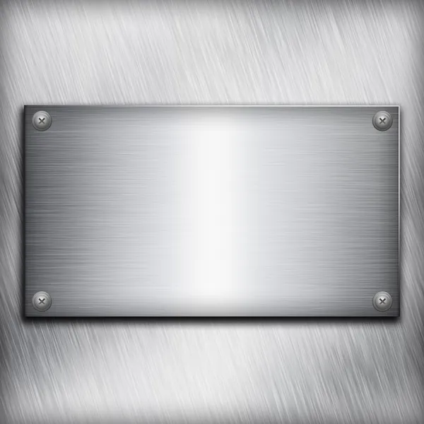 Placa de acero cepillado sobre fondo metálico de aluminio para su de — Foto de Stock