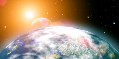 Risins güneş gezegen dünya, arka üzerinde. Hiçbir Nasa