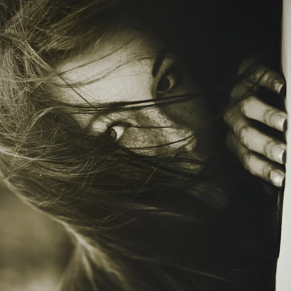 Sadness. Monochrome female portrait — Stock Photo, Image