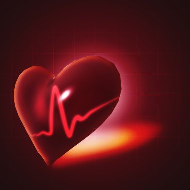 insan 3d render kalbi olan EKG arka