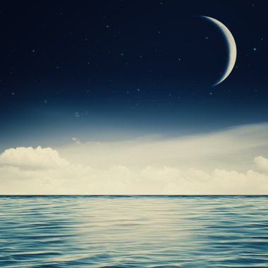 Ocean, çevresel arka yıldızlı gece