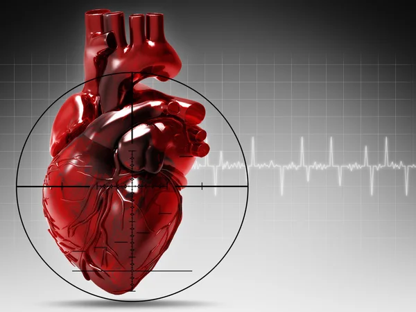 Menselijk hart aangevallen, abstracte medische achtergrond — Stockfoto