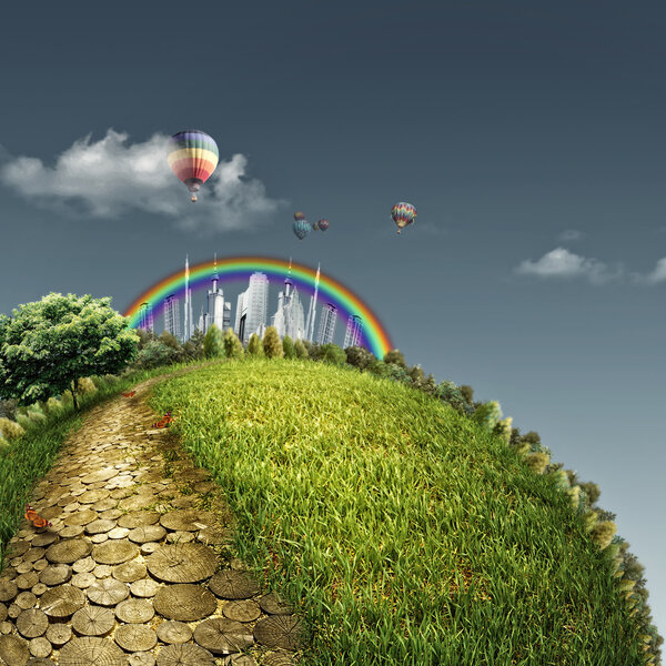 Желтая дорога в сказочном городе
