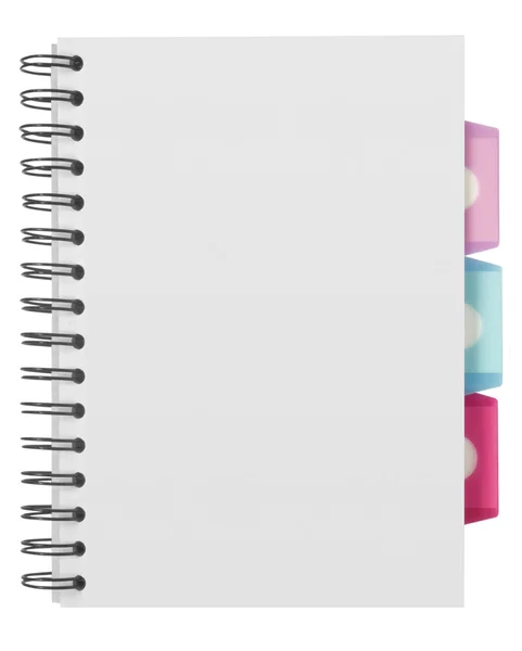 Caderno espiral de papel isolado em branco — Fotografia de Stock