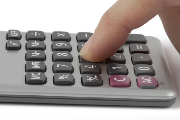 Calculadora com mão — Fotografia de Stock