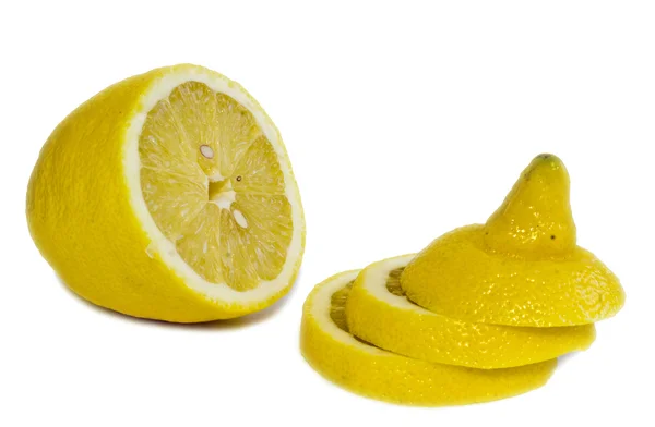 Sárga citrom, fehér — Stock Fotó
