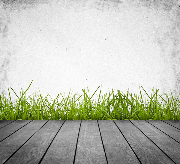 Wood textured backgrounds in a room interior on the grass backgrounds