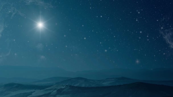 Αστέρι Λάμπει Πάνω Από Φάτνη Των Χριστουγέννων Του Ιησού Χριστού — Αρχείο Βίντεο