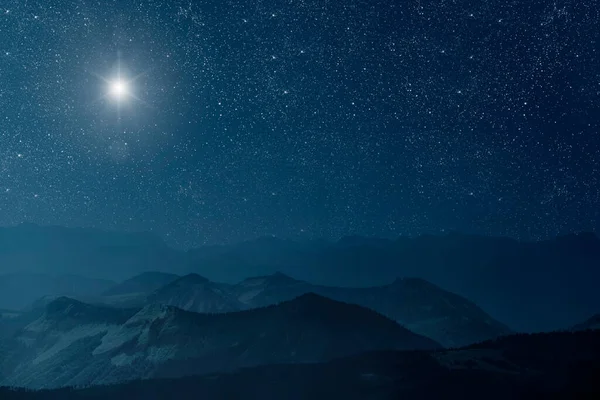 Stella Splende Sulla Mangiatoia Natale Gesù Cristo — Foto Stock