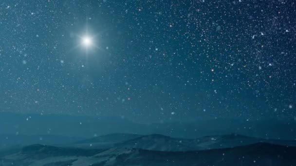 Estrela Brilha Sobre Manjedoura Natal Jesus Cristo — Vídeo de Stock