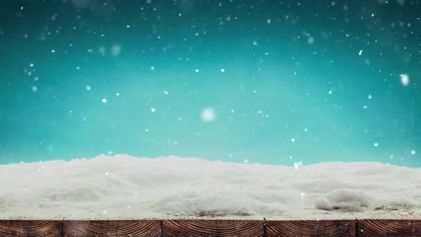 Inverno Fundo Natal Com Neve Madeira — Vídeo de Stock