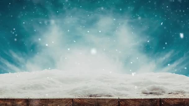 Inverno Fundo Natal Com Neve Madeira — Vídeo de Stock
