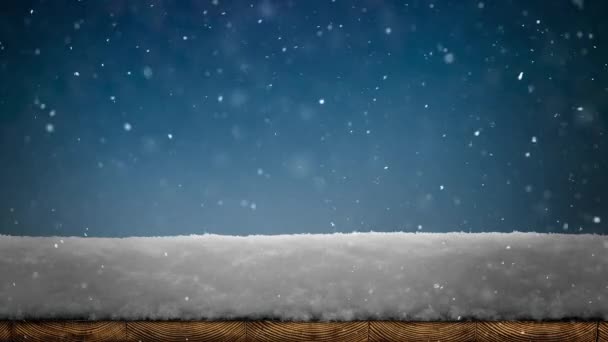 Zima Boże Narodzenie Tło Śniegu Drewno — Wideo stockowe